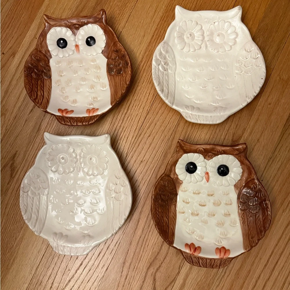 Set of 4 Better Homes And Gardens Heritage Collection Owl Salad Plates